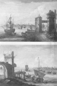 Blick Uber Ein Hafenbecken by Jan Griffier the Elder