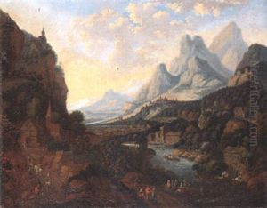 Paysage Fluvial Avec Personnages