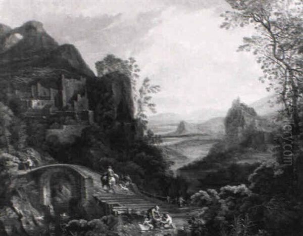 Berglandschaft Mit Bauernfamilie Und Reiter - view 1