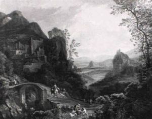 Berglandschaft Mit Bauernfamilie Und Reiter by Jan Griffier the Elder