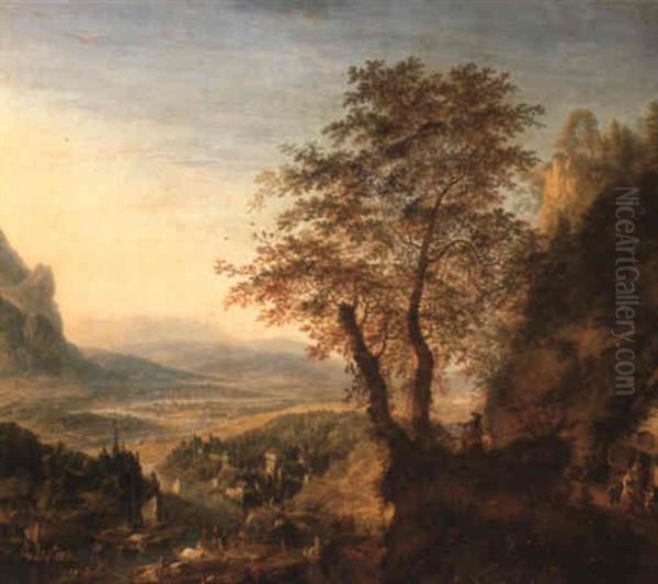 Mosan Capriccio River Landscape With Boats And Figures - view 1