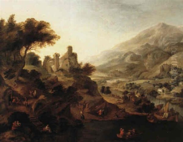 Belebte Rheinlandschaft - view 1