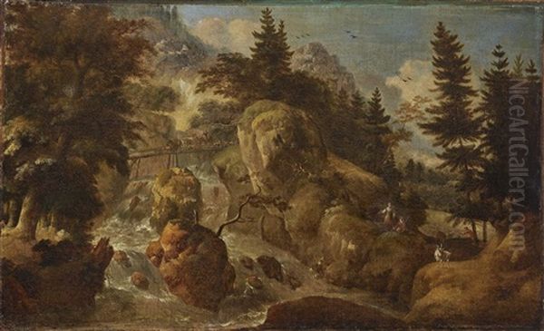Shepherds At A Mountain Brook - view 1