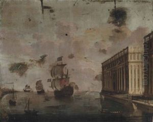 A Capriccio Of Greenwich Hospital From The Thames, Vessels Beyond