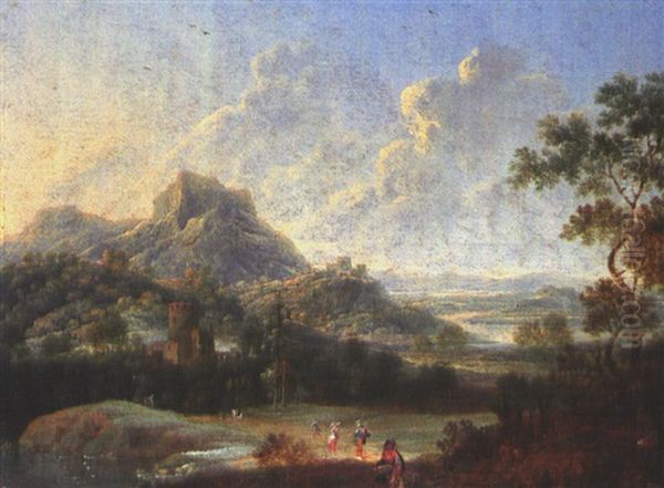 Tiefe Landschaft Mit Fluss Und Figurenstaffage - view 1
