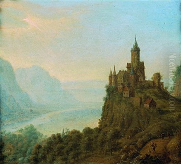 Paysage Panoramique De La Vallee Du Rhin Avec Un Chateau - view 1