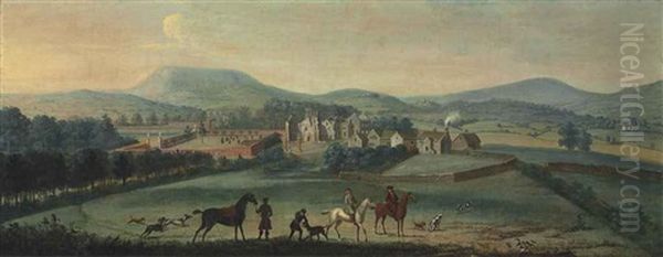 A View Of The Ruined Westby Hall, Yorkshire, With A Hunting Party In The Foreground - view 1