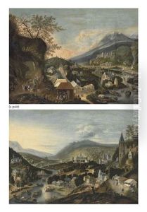 A Rhenish River Landscape With Peasants Merrymaking (+ A Rhenish River Landscape With Shipping And Figures Conversing By A Market; 2 Works)