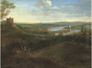 View Of Greenwich From One Tree Hill With Horsemen In The Foreground