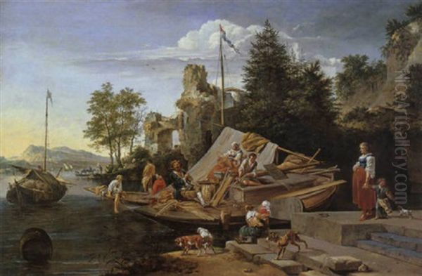 Flusslandschaft Mit Korbflechtern - view 1