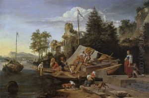 Flusslandschaft Mit Korbflechtern by Robert Griffier