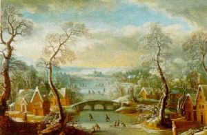 Paysage D'hiver Avec Patineurs