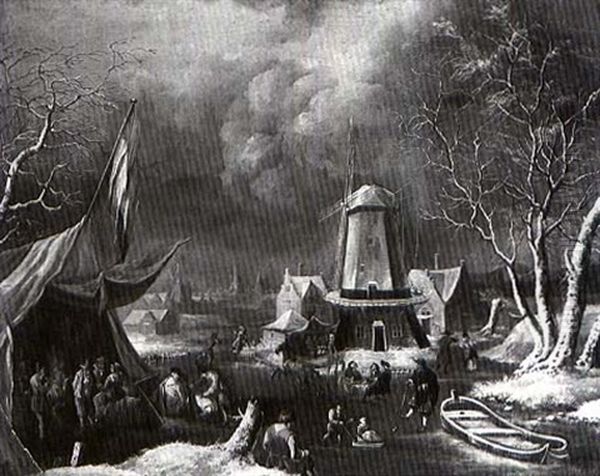 Skaters In A Winter Landscape - view 1