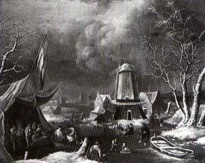 Skaters In A Winter Landscape by Robert Griffier