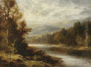 Landscape With River And Mountains by Thomas Bailey Griffin