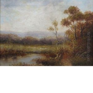 River Landscape; Fall Landscape With Pond (2 Works) by Thomas Bailey Griffin