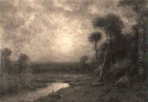 Moonlit River Landscape by Thomas Bailey Griffin