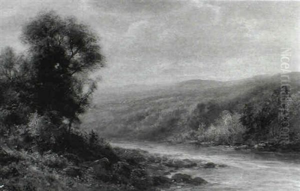 River Landscape With Mountains Beyond - view 1