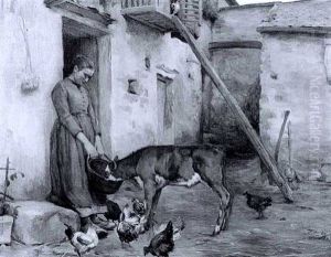 Tending To The Calf by Walter Griffin