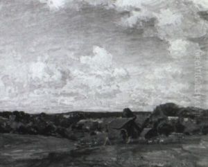 Quiet Pastures: Landscape With Cattle Grazing by Walter Griffin