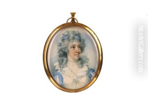Portrait Miniature Of Anne Parker, Wife Of Sir Henry Martin, Wearing White Dress With Frilled Neckline