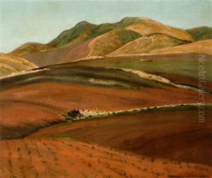 Tilled Rows With Golden Hills Beyond