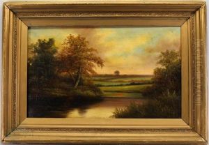Painting Of A Landscape At Dusk by Samuel L. Griggs