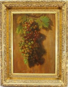Still Life Painting Of A Cluster Of Grapes by Samuel L. Griggs