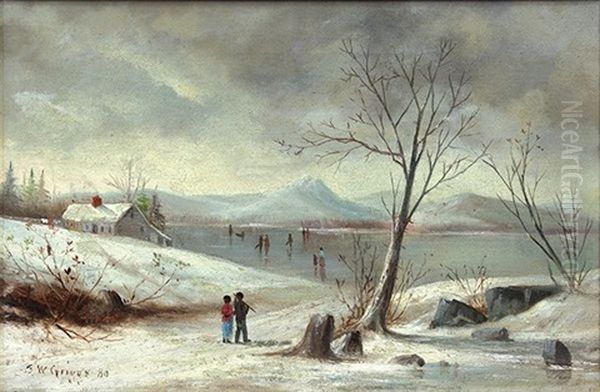 Winter Scene With Skaters On The Lake (white Mountains, New Hampshire) - view 1