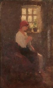Jeune Femme A Sa Couture by Nicolae Grigorescu