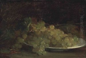 Still Life With Grapes; Hay Wagon And Cattle (recto-verso) by Nicolae Grigorescu
