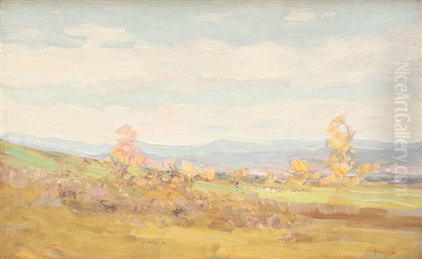 Landscape In Valea Posadei, With Shepherd Boy And Flock, In The Distance by Nicolae Grigorescu