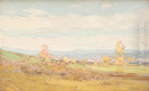 Landscape In Valea Posadei, With Shepherd Boy And Flock, In The Distance