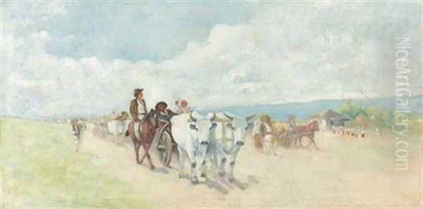 Bauerntreck In Weiter Sommerlicher Landschaft - view 1
