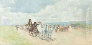 Bauerntreck In Weiter Sommerlicher Landschaft Bauerntreck In Weiter Sommerlicher Landschaft