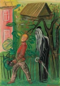 Alyosha And Ferapont From Fyodor Dostoevsky's The Brothers Karamazov by Boris Dmitrievich Grigoriev