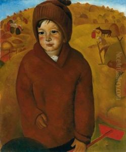 Boy At Harvest Time by Boris Dmitrievich Grigoriev