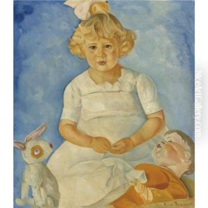 Portrait Of A Young Girl With Toys by Boris Dmitrievich Grigoriev