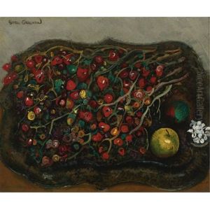 Still Life With Berries And Apples by Boris Dmitrievich Grigoriev