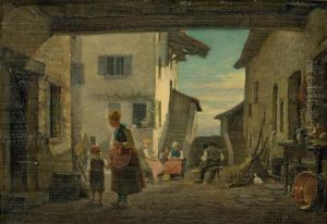 Une Cour De Ferme by Joseph Bail