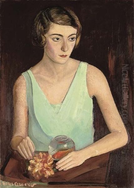 Portrait Of A Young Woman In A Green Dress - view 1