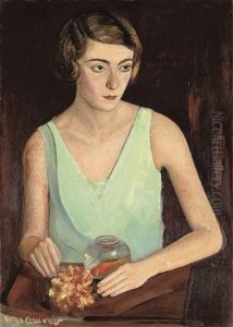 Portrait Of A Young Woman In A Green Dress by Boris Dmitrievich Grigoriev