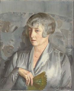 Portrait Of A Woman Holding A Green Fan Portrait Of A Woman Holding A Green Fan