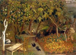 Garden With Birds by Boris Dmitrievich Grigoriev