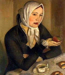 Woman With Apples by Boris Dmitrievich Grigoriev