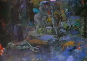 Mythologische Szene Mit Einem Sitzenden Paar  Und Einem Liegenden