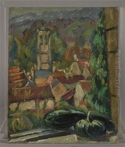 Vue De Maule Depuis Une Fenetre by Roger-Maurice Grillon