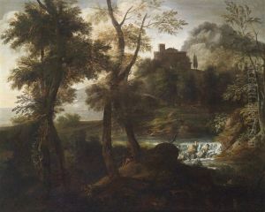 Landschaft Mit Architektur (+ Another, Similar; Pair) by Giovanni Francesco Grimaldi