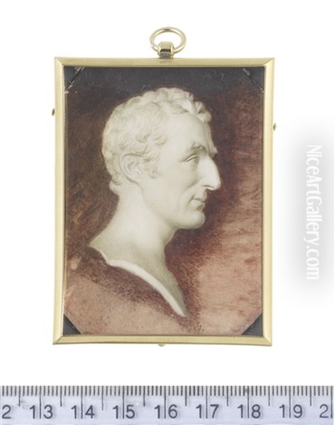 A Trompe L'oeil Cameo Portrait Miniature Of A Marble Bust Of Arthur Wellesley, 1 St Duke Of Wellington (1769-1852), Profile To The Right (after Joseph Nollekens (british, 1737-1823)) - view 1