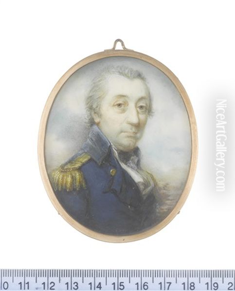 A Portrait Of Vice-admiral Sir William Fairfax, Bt (1739-1813), Wearing Dark Blue Coat With Gold Epaulettes, White Waistcoat And Lace Cravat, Black Stock, His Hair Powdered - view 1